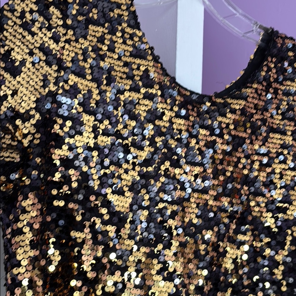 Black and Gold Sequin Top